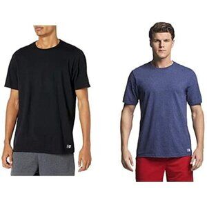 Russell Athletic Men's 2 Pack Black/Navy Imported Dri-power Short Sleeve Tees